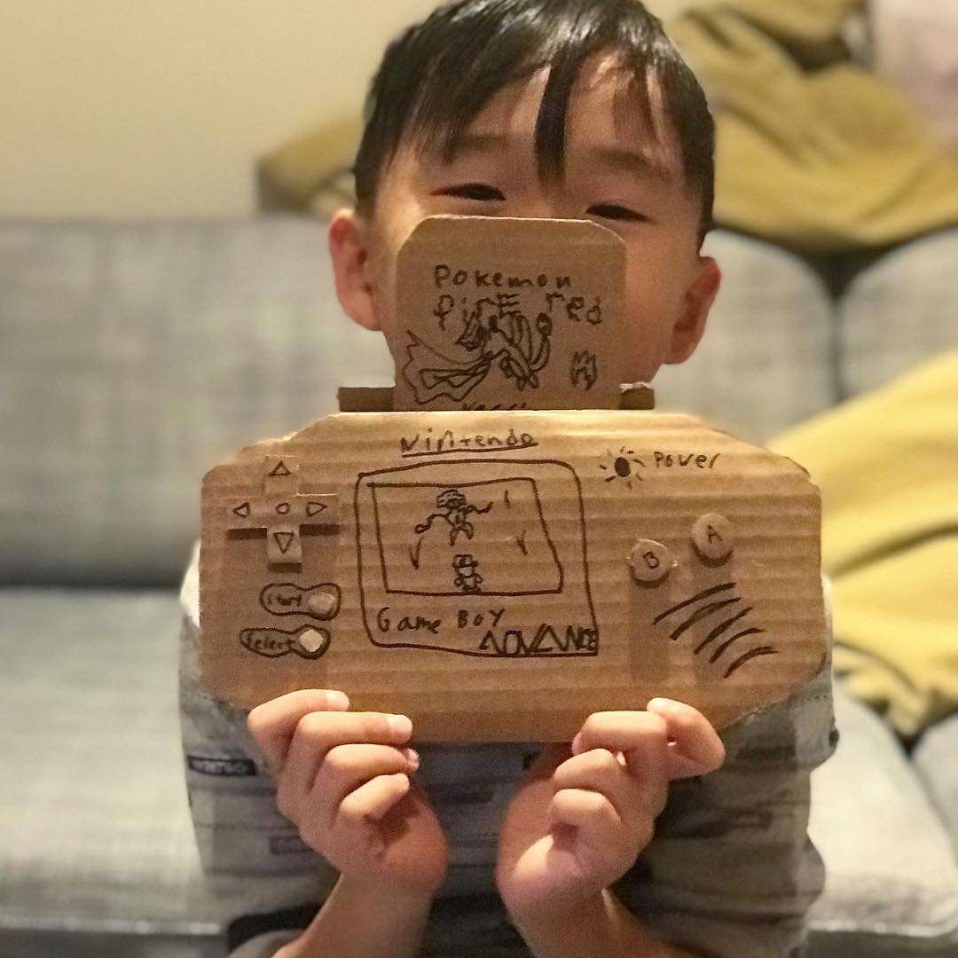 Cardboard Game Boy age 8